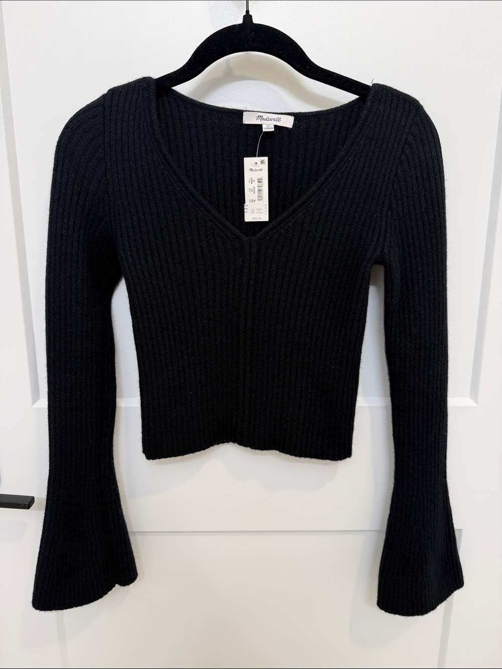 Madewell V-Neck Wool Rib Sweater Top